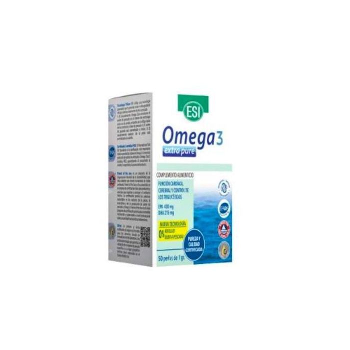 TREPATDIET-ESI Omega 3 Extra Pure IFOS Perlas. Suplemento con EPA 2,15g + DHA 1g. 50 perlas