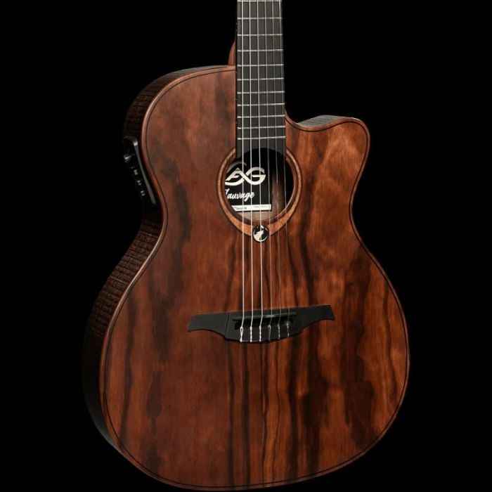 LAG Guitarra Acústica Nylon Auditorium Slim Cutway A/E Natural Satinado Brankowood/Eucalipto Electroacústica Stage-LAG