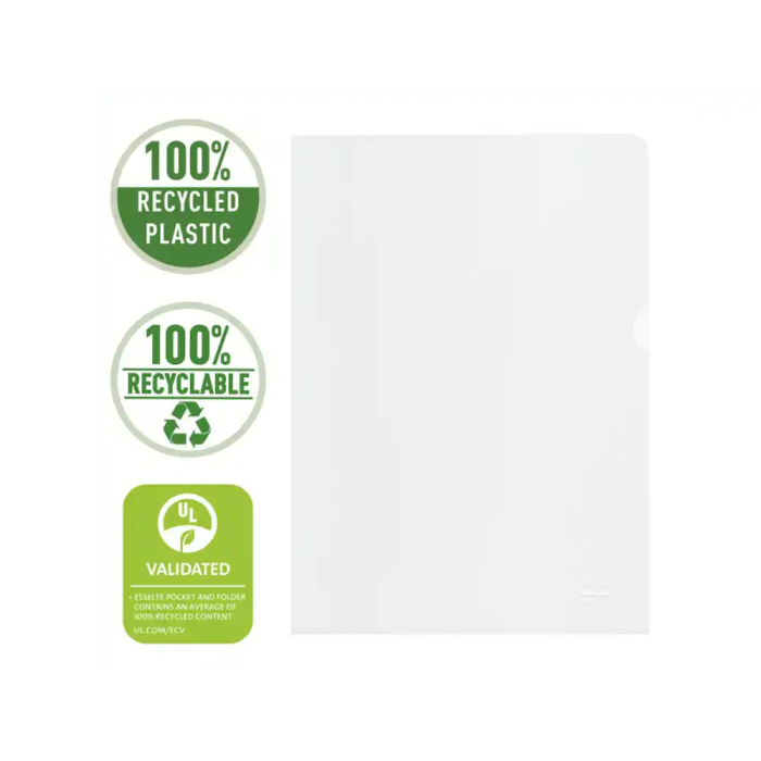 Esselte 627496 Caja 100 Dossiers Uñeros Polipropileno Transparente Piel Naranja A4 Recycle 100 Micras 1