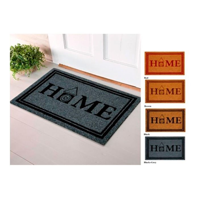 Edm Felpudo Home 60x40cm Fibra de Coco y PVC, Gris y Negro 1 Edm Felpudo Home 60x40cm Fibra de Coco y PVC, Gris y Negro 1