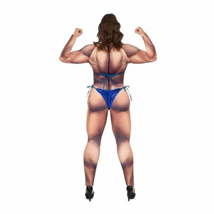 Disfraz culturista mono con relleno, bikini y placa de concursante talla one size 6 Disfraz culturista mono con relleno, bikini y placa de concursante talla one size 6