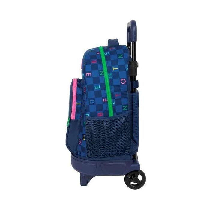 Mochila Escolar con Ruedas Benetton Damero Azul marino 33 x 45 x 22 cm 2 Mochila Escolar con Ruedas Benetton Damero Azul marino 33 x 45 x 22 cm 2