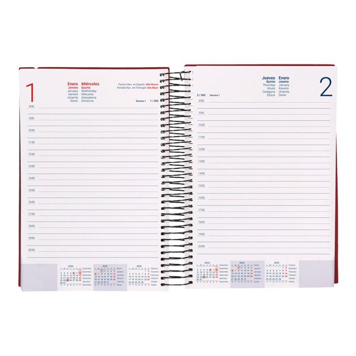 Agenda Espiral Liderpapel Olbia A5 2025 Dia Pagina Color Rojo Papel 60 gr 8