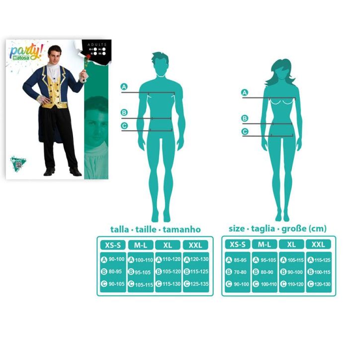 Disfraz Principe Traje Azul Hombre Adulto XS-S 3 Disfraz Principe Traje Azul Hombre Adulto XS-S 3