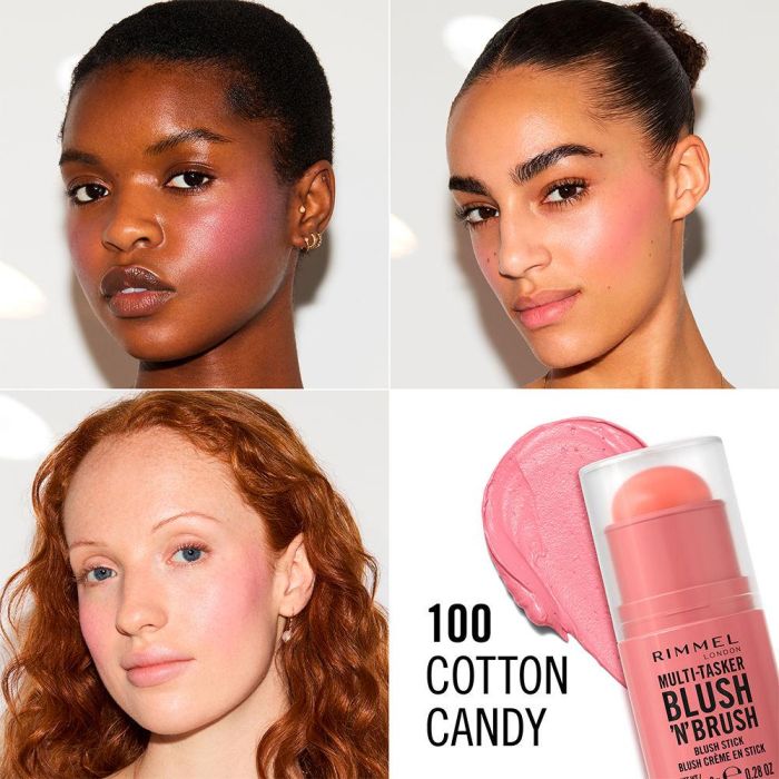 Rimmel London Multi-Tasker Blush 'n' Brush Stick - Rubor en Barra con Brocha Integrada #100-Cotton Candy, 8 gr 3