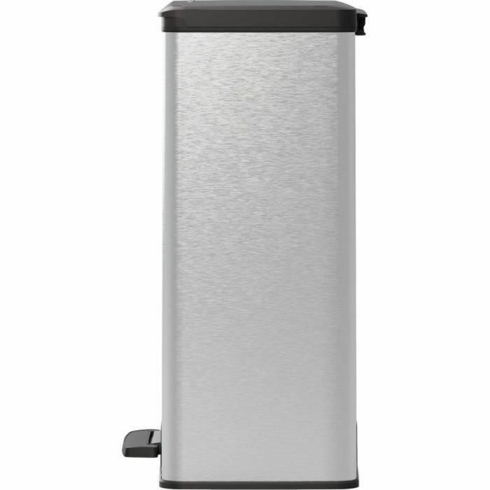 Cubo de basura rectangular - DECO BIN - CURVER - 65L - Diseño moderno - 49 x 29 x 61 cm - Gris metalizado 3