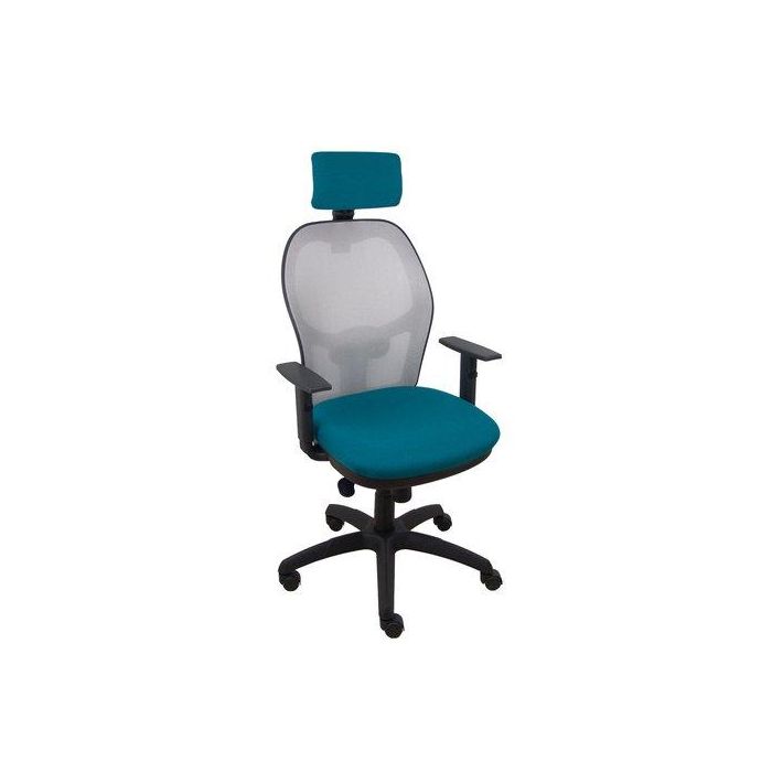 Silla Piqueras Y Crespo Jorquera Brazos Y Cabecero Regulables Mecanismo Sincro Ruedas Nylon Respaldo De Malla Gris Y Asiento Tapizado Bali Verde Petroleo