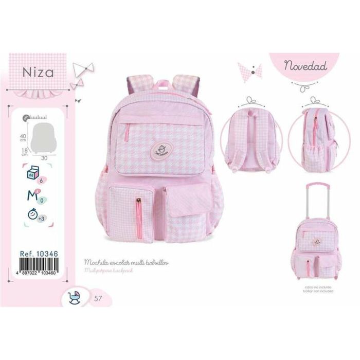 Mochila escolar multibolsillo niza 40x18x30cm 1