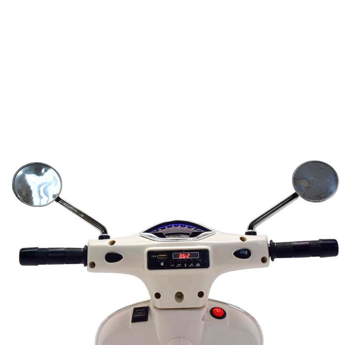 Tachan Vespa GTS 12V Blanca Licencia Oficial Moto Eléctrica Infantil con Baterías Recargables, Faros LED, USB y MP3 para Niños +3 Años 3