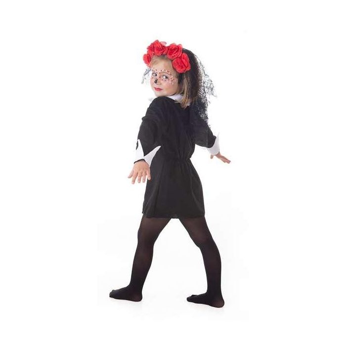 Creaciones Llopis Disfraz Infantil Catrina T-5 Vestido Lazo Corona Talla 10-12 Años 2
