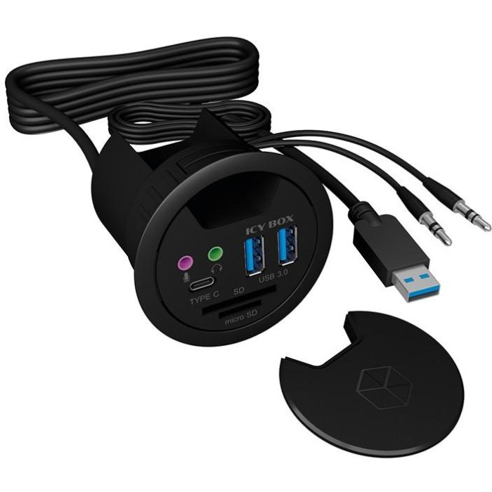 HUB Tisch-Hub mit 2 Kartenlesern. Audio Ein-/Ausgang. Ladefunktion und LED ICY BOX 5