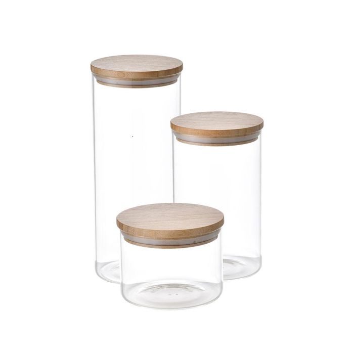 San Ignacio Set 3 botes vidrio borosilicato con tapa de bambú Natur Sg-3805 - 2.1L, 1.4L, 600ml 0 San Ignacio Set 3 botes vidrio borosilicato con tapa de bambú Natur Sg-3805 - 2.1L, 1.4L, 600ml 0