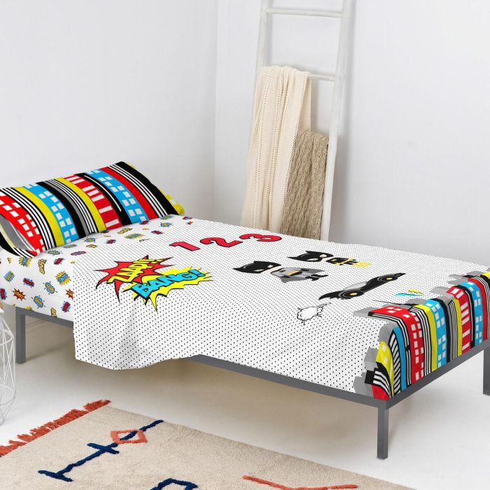 Juego de Sábanas HappyFriday Mr Fox Bat Multicolor Cama de 80/90 2 Piezas 4