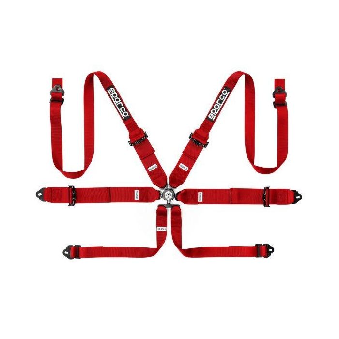 Sparco Arnés de 6 Puntos Rojo S04818RH1RS FHR/HANS Profesional para Carreras