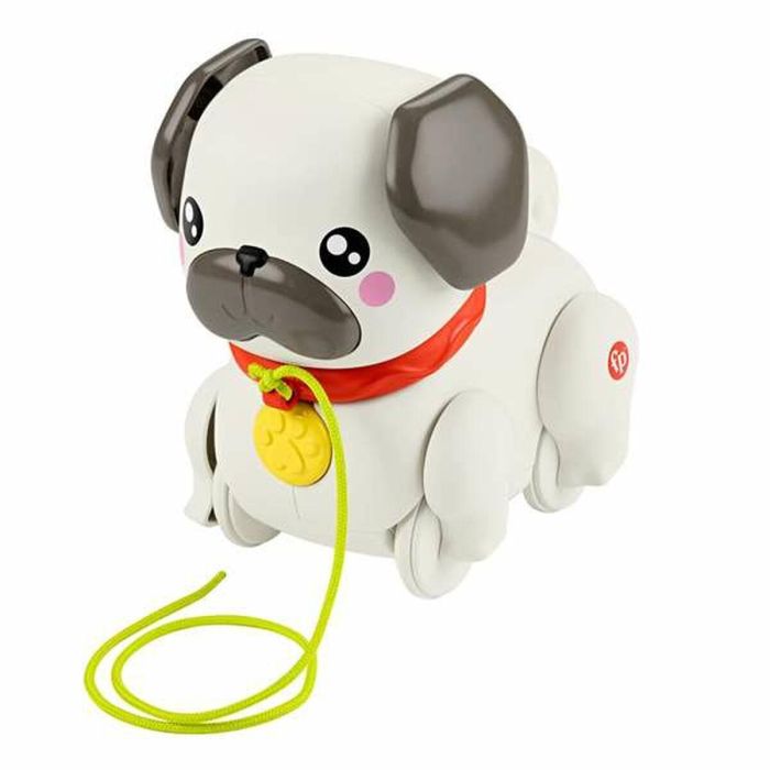 Perro de paseos perrito pug fisher-price. mueve las orejas las patas y emite sonidos de ladridos.