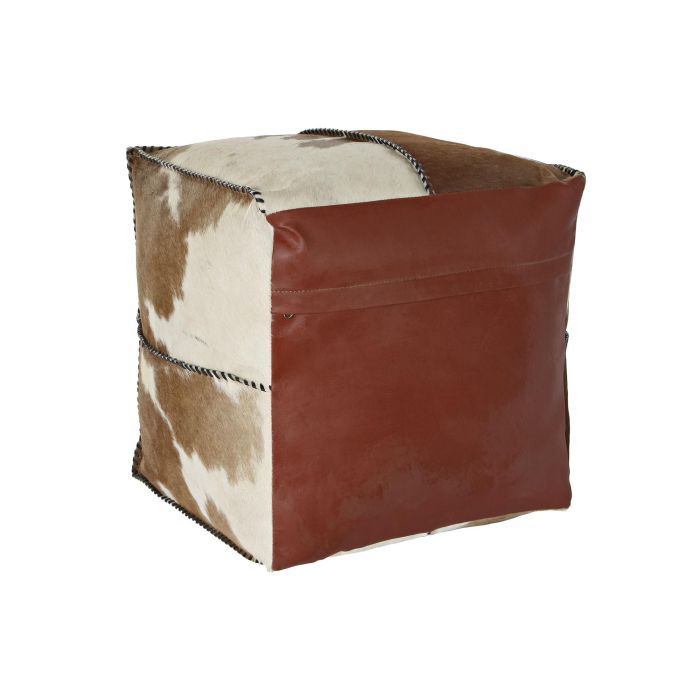 DKD Home Decor Pouf Colonial Marron Piel Poliester Rombos 45 x 40 x 45 cm 4