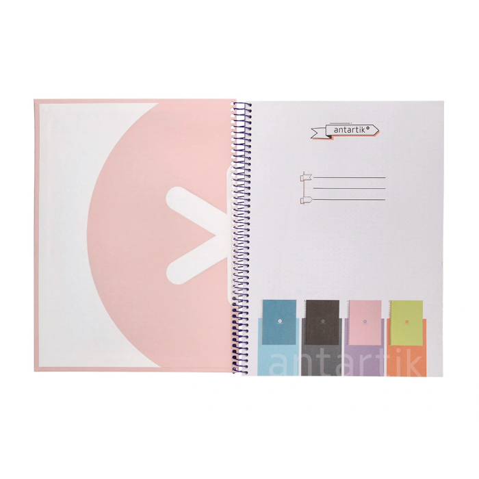 Antartik Cuaderno Espiral A4 Micro Dots Tapa Forrada 80 Hojas 90gr Rayado Puntos Rosa 6