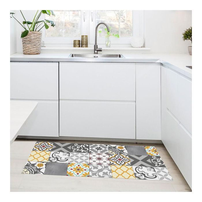 Croma Collection Alfombra vinílica Croma Patch Gris-Ámbar 50 x 110 cm Antideslizante PVC Lavable 2