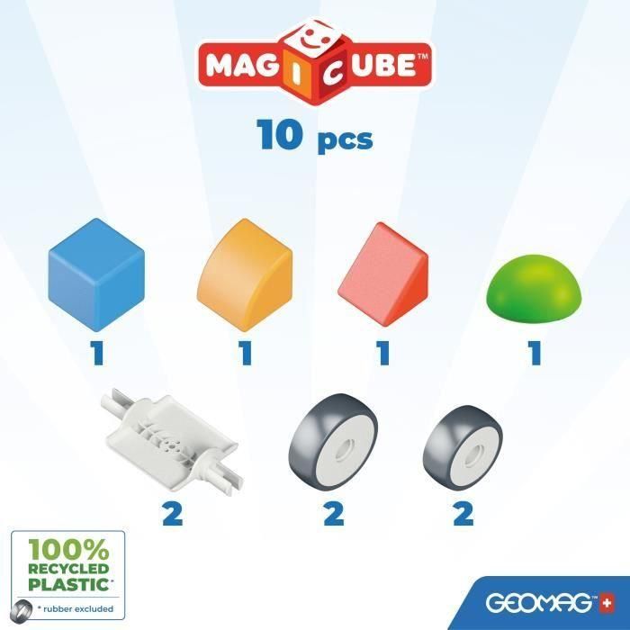 Bloques Magnéticos - GEOMAG - Magicube 308 - 10 piezas - Varias formas - Vehículos - Plástico reciclado 1 Bloques Magnéticos - GEOMAG - Magicube 308 - 10 piezas - Varias formas - Vehículos - Plástico reciclado 1