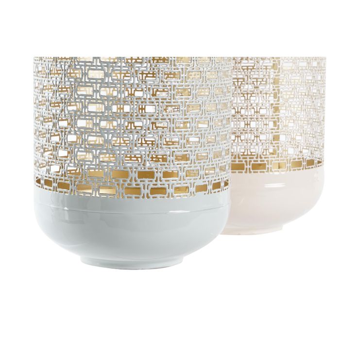 DKD Home Decor Portavelas Rosa y Azul de Aluminio 24 x 60 x 24 cm (2 Unidades) 1