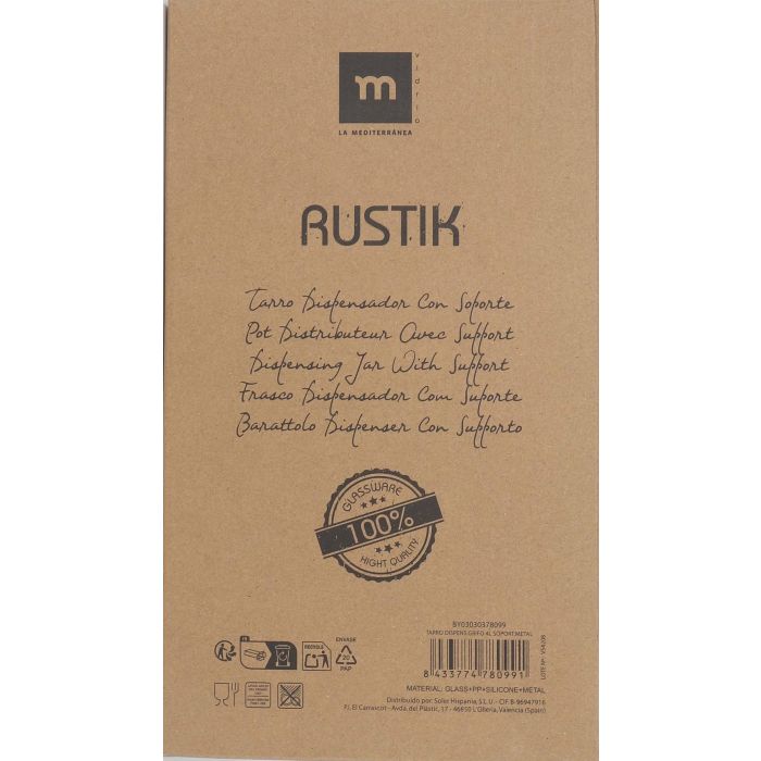 Inde Tarro Dispensador con Grifo 4L y Soporte de Metal, Medidas 17.4 x 30.5 x 16.9 cm 12