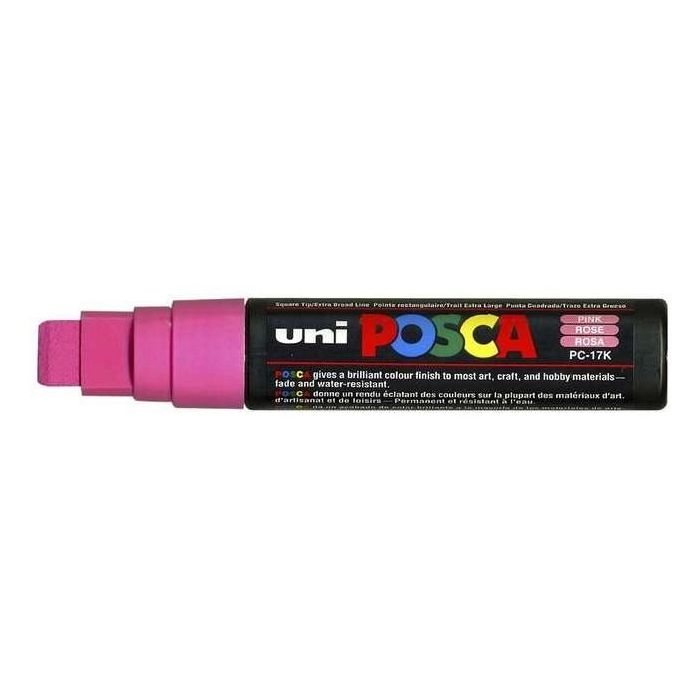POSCA PC-17K Rotulador rosa de tinta base agua, punta de cincel, trazo 1.5 cm, secado rápido