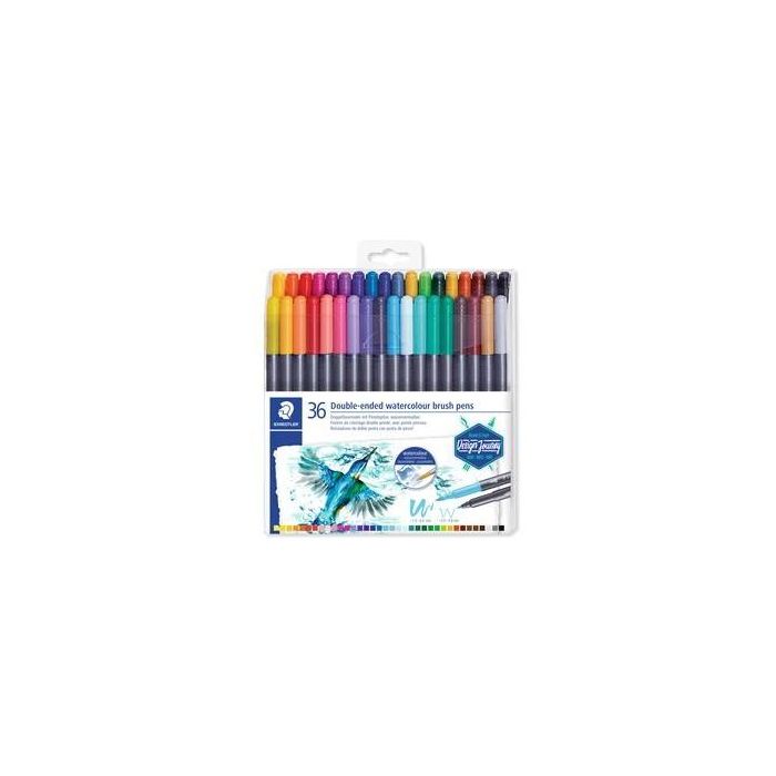 Staedtler Rotuladores Design Journey Doble Punta Fina-Pincel Acuarelables, Estuche 36 Ud