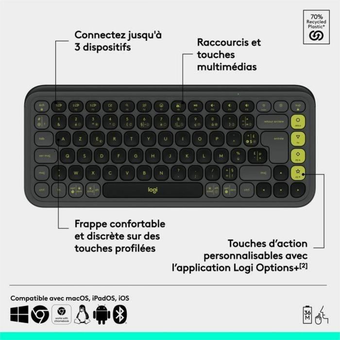 Logitech LOG5099206127470 Teclado Inalámbrico Teclas Pop Icon AZERTY Grafito 1 Logitech LOG5099206127470 Teclado Inalámbrico Teclas Pop Icon AZERTY Grafito 1