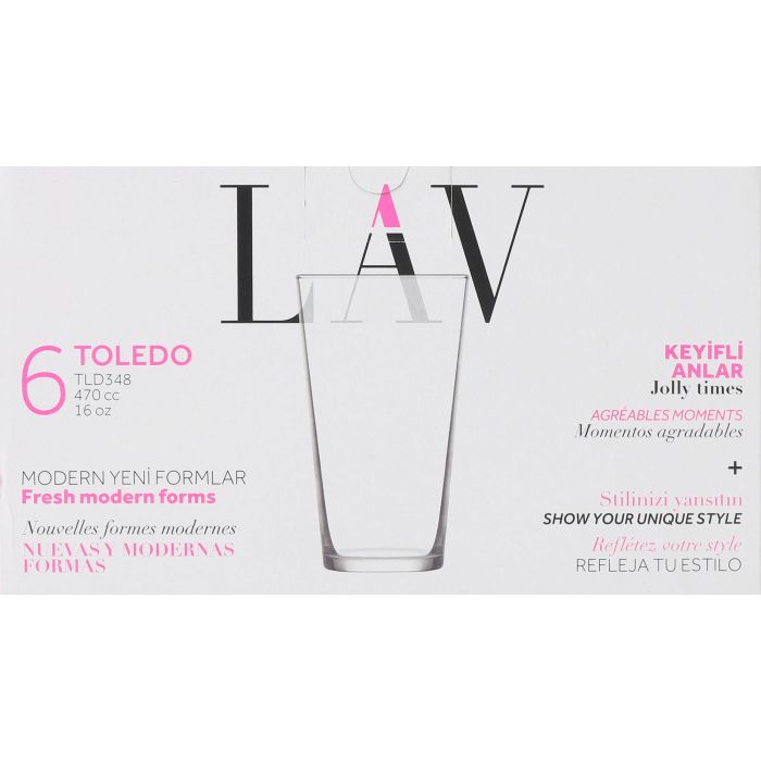 Set de 6 Vasos Toledo 470 cc - LAV (4 Cajas) 1 Set de 6 Vasos Toledo 470 cc - LAV (4 Cajas) 1