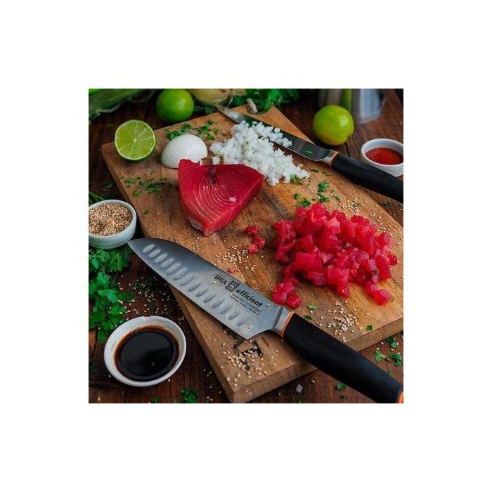 Cuchillo Santoku BRA A198003 Negro Gris Acero Inoxidable 3