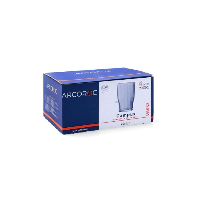 Arcoroc Vasos Altos Campus 22 cL, Set de 6, Vidrio Templado Extra Resistente, Apto Lavavajillas/Microondas, Francia 2
