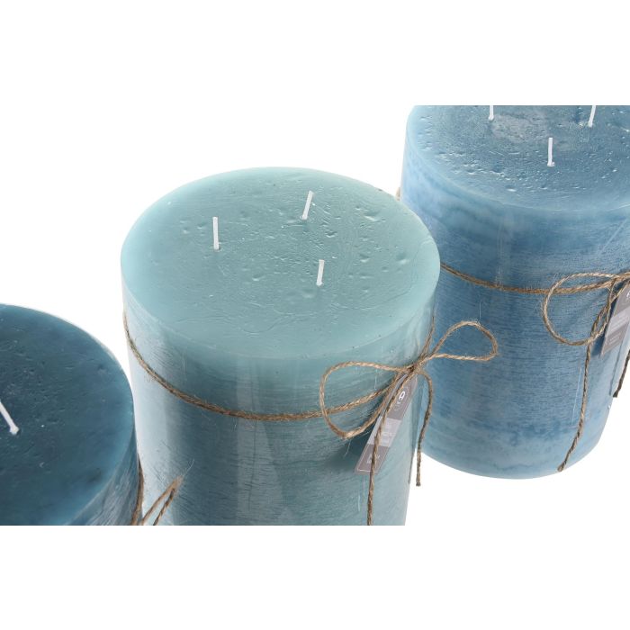DKD Home Decor Vela Decorativa Básicos Cera Turquesa Verde Azul 3000g 155h Pack 3 Unidades 14.5x20x14.5 cm 1