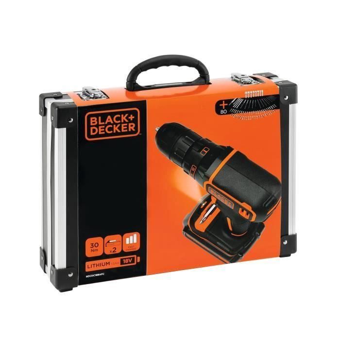 Black & Decker BDCDC18BAFC Taladro Atornillador Inalámbrico 18V Li-Ion 2 Baterías, 80 Accesorios, Vel. Variable, 10 Pos. Torque 3 Black & Decker BDCDC18BAFC Taladro Atornillador Inalámbrico 18V Li-Ion 2 Baterías, 80 Accesorios, Vel. Variable, 10 Pos. Torque 3