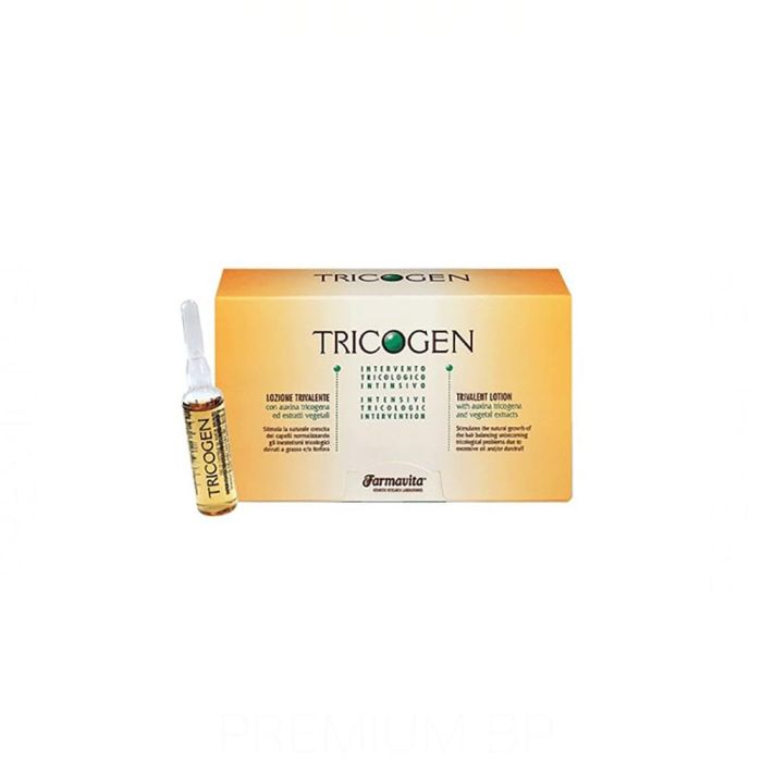 Farmavita Tricogen Lotion 12x8 mL | Concentrado anticaída con Auxina Tricogena y Bálsamo Fioravanti para Caspa y Sebo