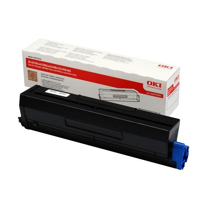 Oki B430/440 MB460/MB470/MB480 Tóner Negro Original - Rendimiento de 7.000 Páginas