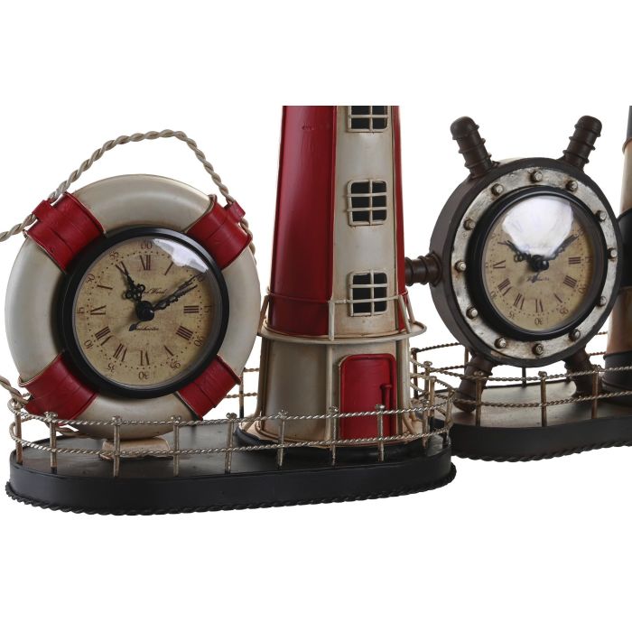 DKD Home Decor Reloj Atlantico, Diseño Faro, Metal Negro Rojo, 14x25.5x32.5 cm (2 Unidades) 1