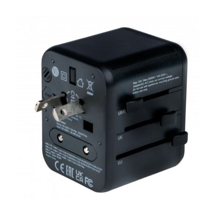 Verbatim Uta-02 Adaptador Universal de Viaje con 1 Puerto USB-C PD 20W y 1 Puerto USB-A QC 18W 3