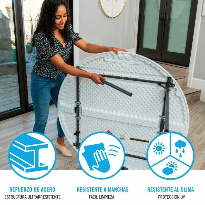 Lifetime Mesa Redonda Plegable por la Mitad Blanca D122X73 cm 3