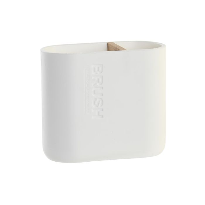 DKD Home Decor Vaso Basicos de PP y Bambú Blanco Natural 5.5 x 10.5 x 11.5 cm