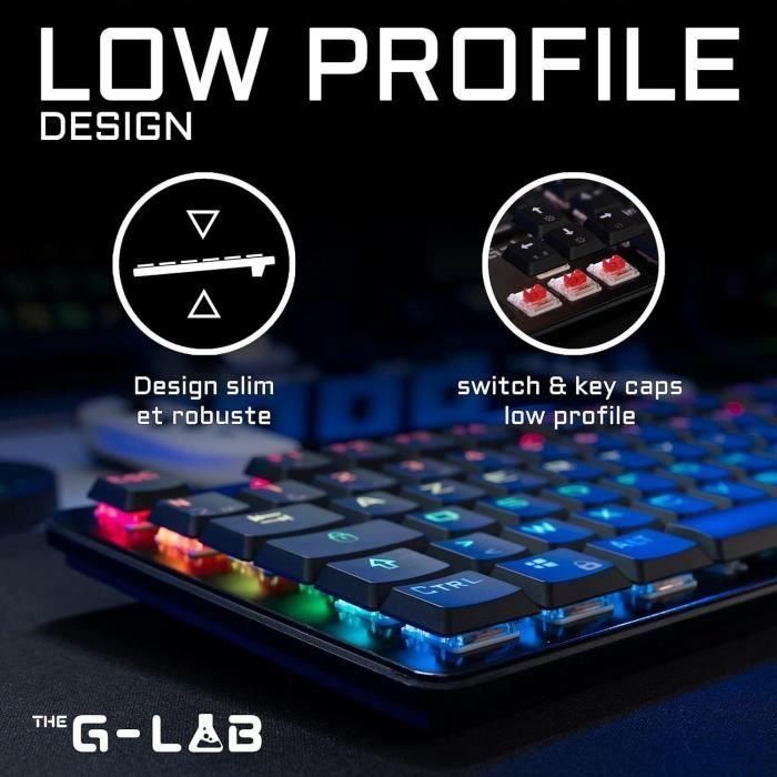 Teclado de juego de cableado El interruptor de perfil bajo G -lab - Rojo 4 Teclado de juego de cableado El interruptor de perfil bajo G -lab - Rojo 4