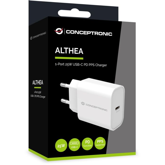 Conceptronic Cargador USB-C Carga Rápida PD ALTHEA10W 25W para Samsung, iPhone, iPad, Nintendo Switch 2