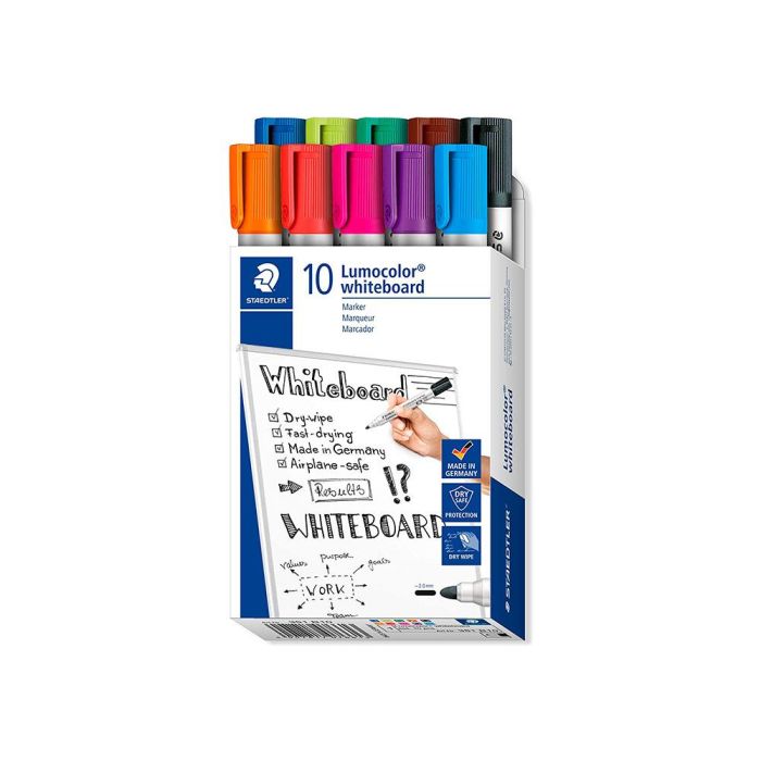 Rotulador Staedtler Lumocolor 351 Para Pizarra Blanca Punta Redonda 2 mm Recargable Caja 10 Unidades Colores Surtidos 1