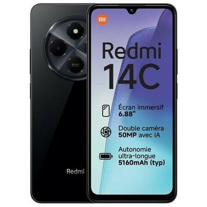 Xiaomi MZB0HQJEU Smartphone Redmi 14C 256GB 8GB RAM, Pantalla 6.88" 120Hz, Cámara 50MP, Batería 5160mAh, Procesador Helio G81-Ultra, Negro 1