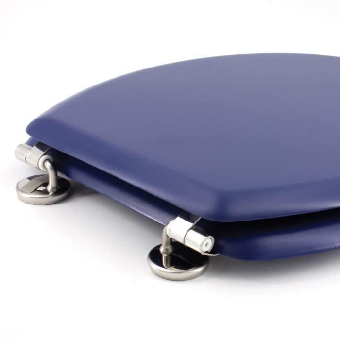 GELCO DESIGN Asiento de inodoro Dolce - Bisagras de acero inoxidable - Madera moldeada - Azul marino 2 GELCO DESIGN Asiento de inodoro Dolce - Bisagras de acero inoxidable - Madera moldeada - Azul marino 2