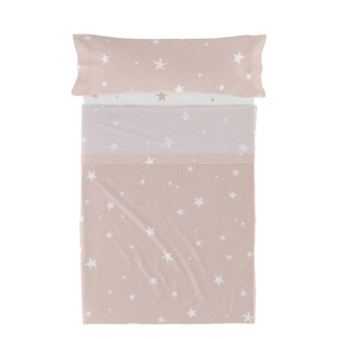 Juego de Sábanas HappyFriday Basic Kids Little star Rosa Cama de 80/90 2 Piezas