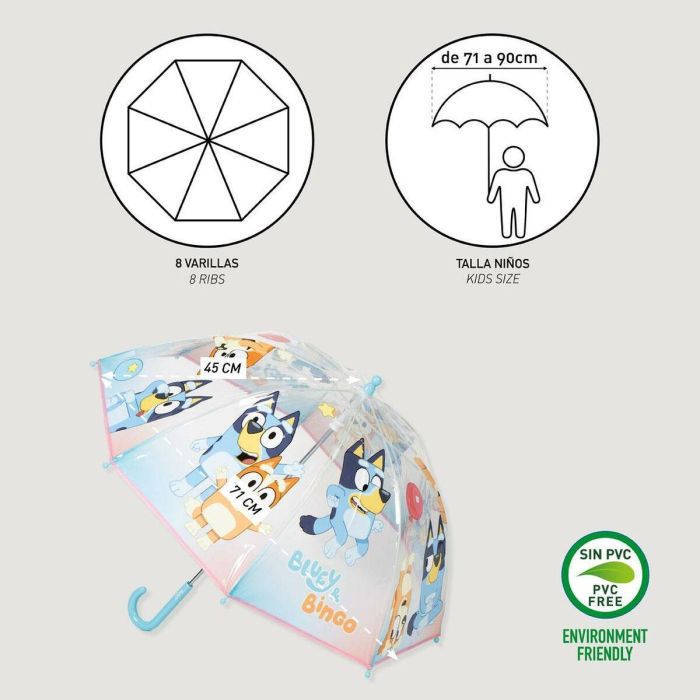 Cerdá Paraguas Manual Poe Burbuja con Diseño Bluey de 45 cm en Azul, Ideal para Niños a partir de 3 Años 1 Cerdá Paraguas Manual Poe Burbuja con Diseño Bluey de 45 cm en Azul, Ideal para Niños a partir de 3 Años 1