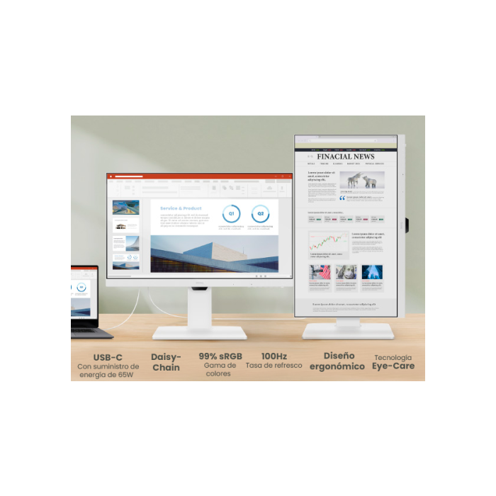 BenQ Monitor GW2786TC 27" IPS FHD 1080P, USB-C 65W, 100Hz, Eye-Care, Ergonómico, Hub USB, 99% sRGB, HDMI, DP, TÜV, Blanco - 9H.LMNLB.QBE 6 BenQ Monitor GW2786TC 27" IPS FHD 1080P, USB-C 65W, 100Hz, Eye-Care, Ergonómico, Hub USB, 99% sRGB, HDMI, DP, TÜV, Blanco - 9H.LMNLB.QBE 6