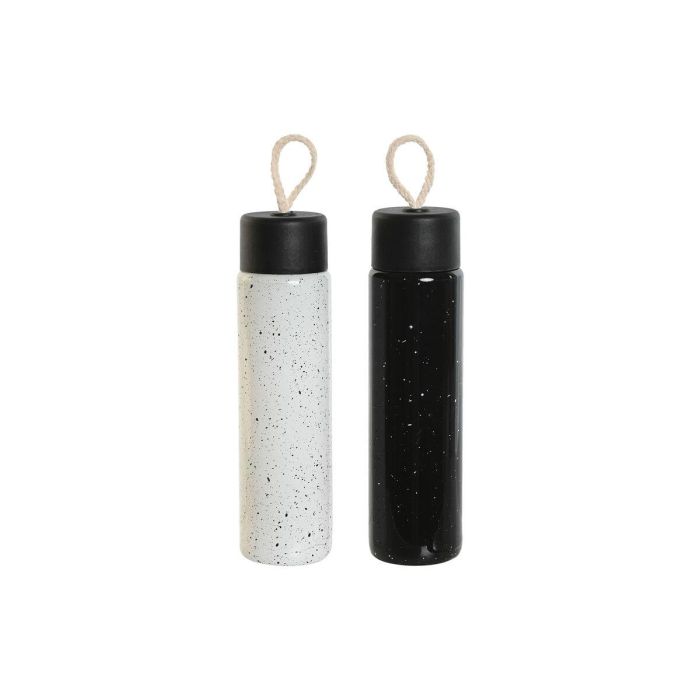 Botella Basicos DKD Home Decor Blanco Negro 6 x 21 x 6 cm (2 Unidades) Botella Basicos DKD Home Decor Blanco Negro 6 x 21 x 6 cm (2 Unidades)