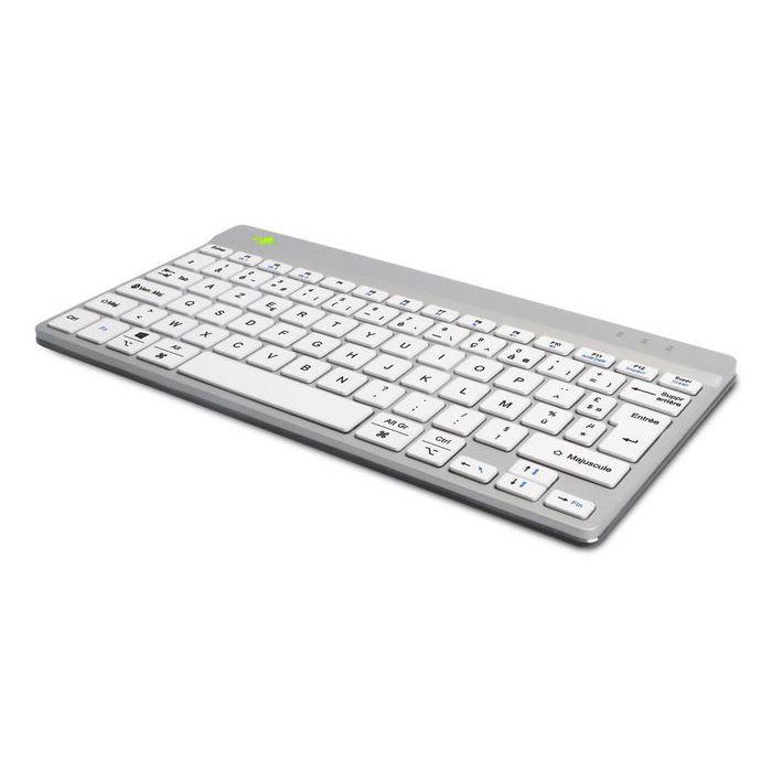 R-Go Tools Teclado Ergonómico Compacto R-Go Break, Bluetooth, AZERTY (FR), con software de pausas, Blanco