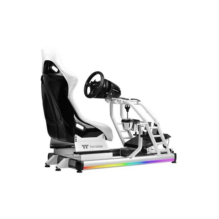 Thermaltake GR500 Snow Racing Simulator Cockpit Silla Gaming GSC-R50-CPASWH-01 - 120 kg, Respaldo Duro, Altura y Pedal Ajustables 1